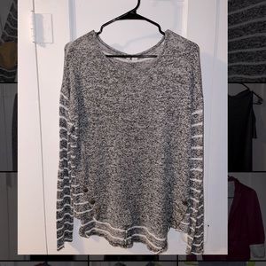 Cato, navy and white striped blouse